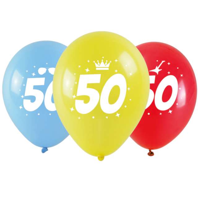 Balony "Liczba 50 w koronie", mix, Arpex, 14", 3 szt