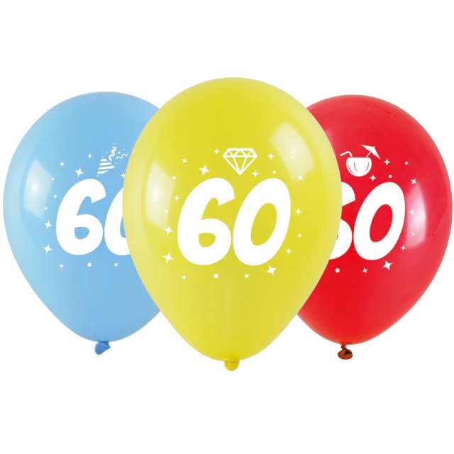 Balony "Liczba 60 w koronie", mix, Arpex, 14", 3 szt