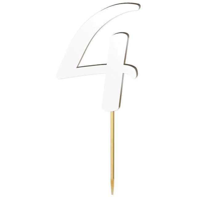 Topper laminowany "Liczba 4", biały, 18 cm