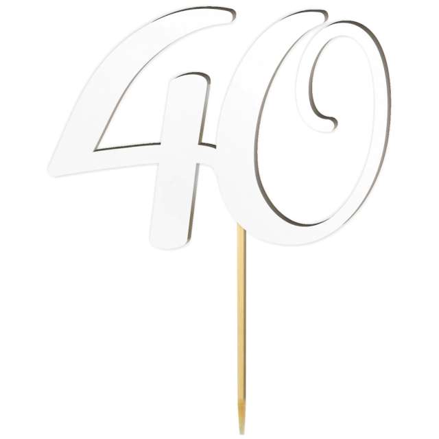 Topper laminowany "Liczba 40", biały, 18 cm