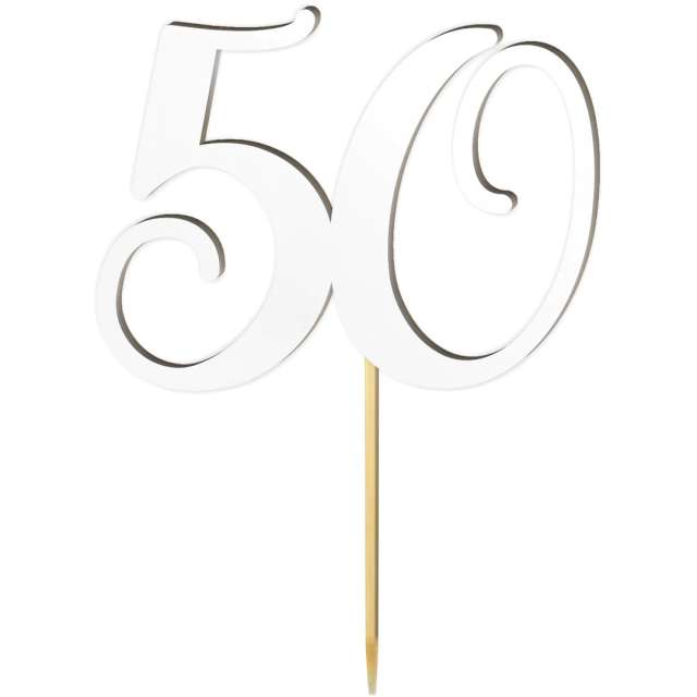 Topper laminowany "Liczba 50", biały, 18 cm