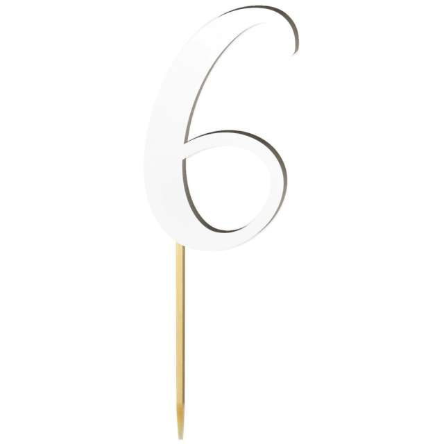 Topper laminowany "Liczba 6", biały, 18 cm