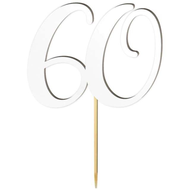 Topper laminowany "Liczba 60", biały, 18 cm