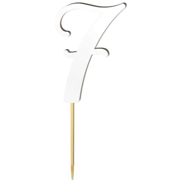 Topper laminowany "Liczba 7", biały, 18 cm