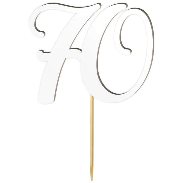 Topper laminowany "Liczba 70", biały, 18 cm