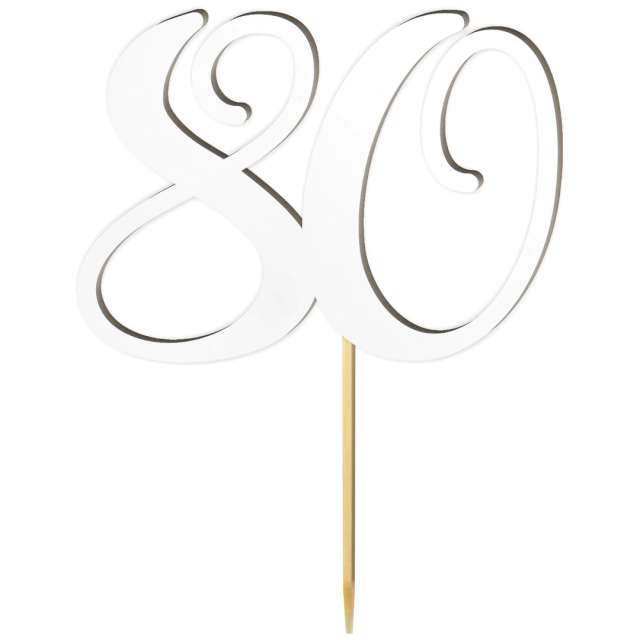 Topper laminowany "Liczba 80", biały, 18 cm