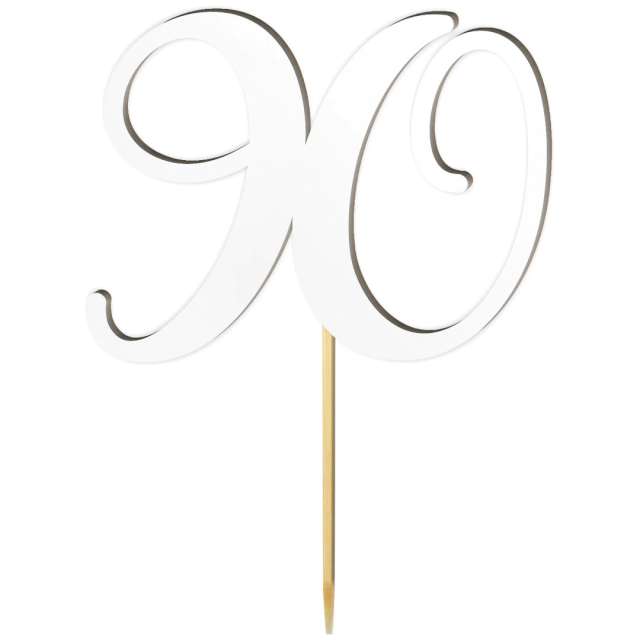Topper laminowany "Liczba 90", biały, 18 cm