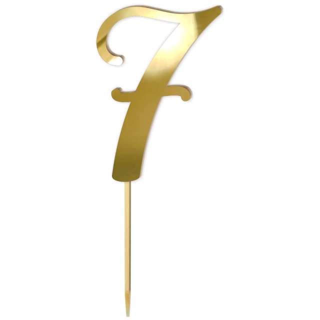 Topper z pleksy "Liczba 7", złoty lustrzany, 18 cm