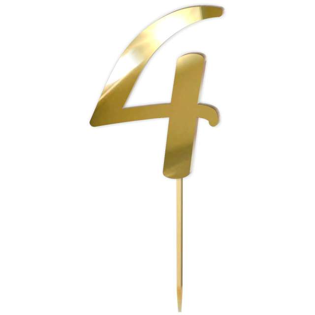 Topper z pleksy "Liczba 4", złoty lustrzany, 18 cm