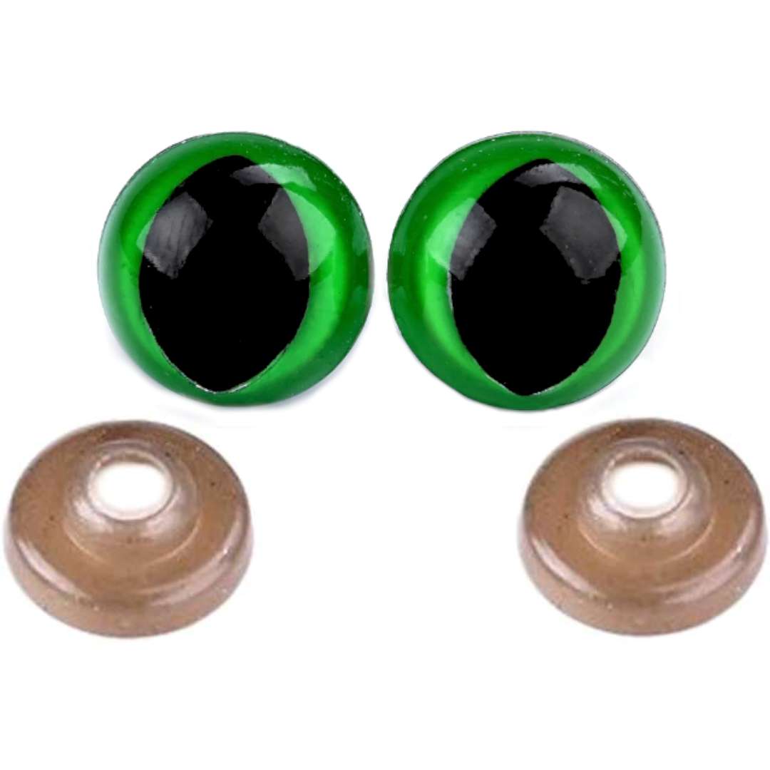 Oczka bezpieczne Kocie oczy zielone Stoklasa 14 mm 2 szt