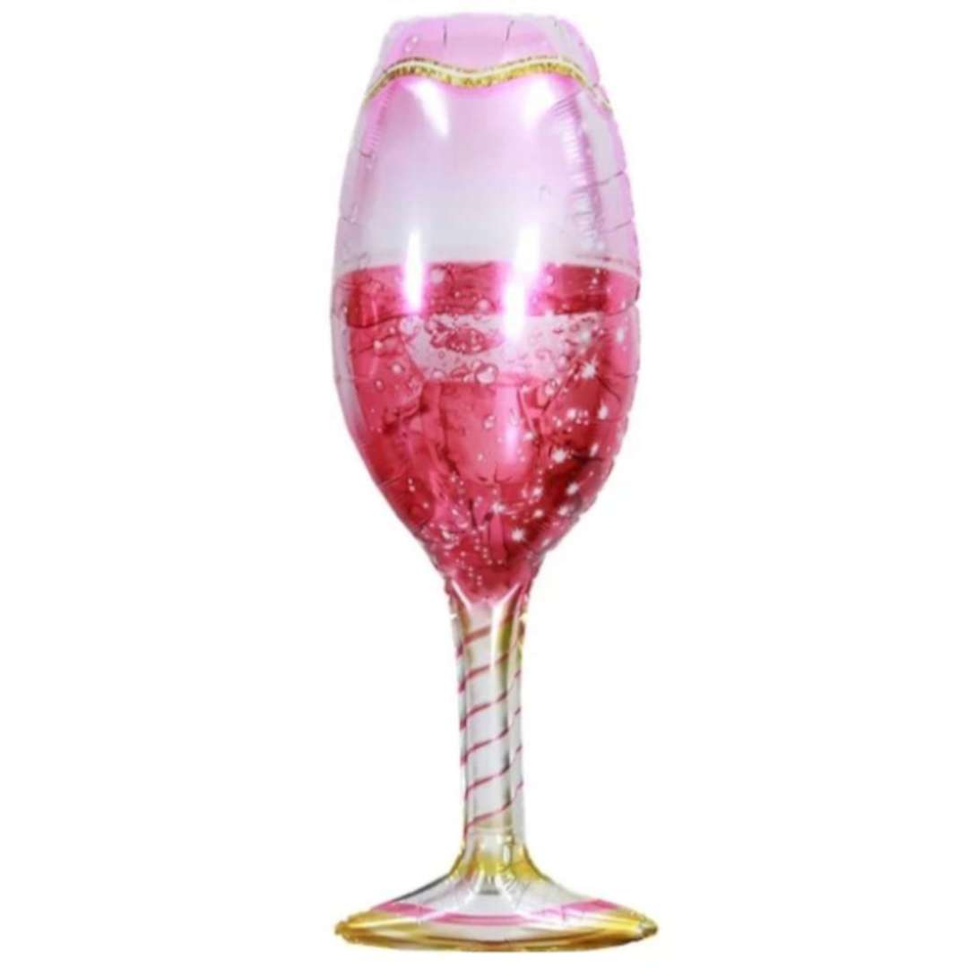 Balon foliowy "Kieliszek z szampanem", różowy, Jix, 29" SHP