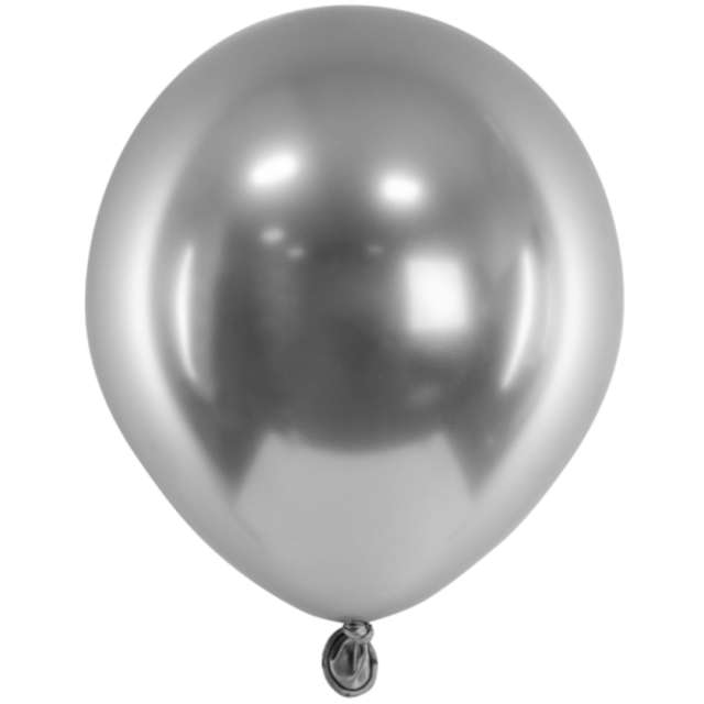 Balony Glossy srebrne ciemne PartyDeco 5 50 szt