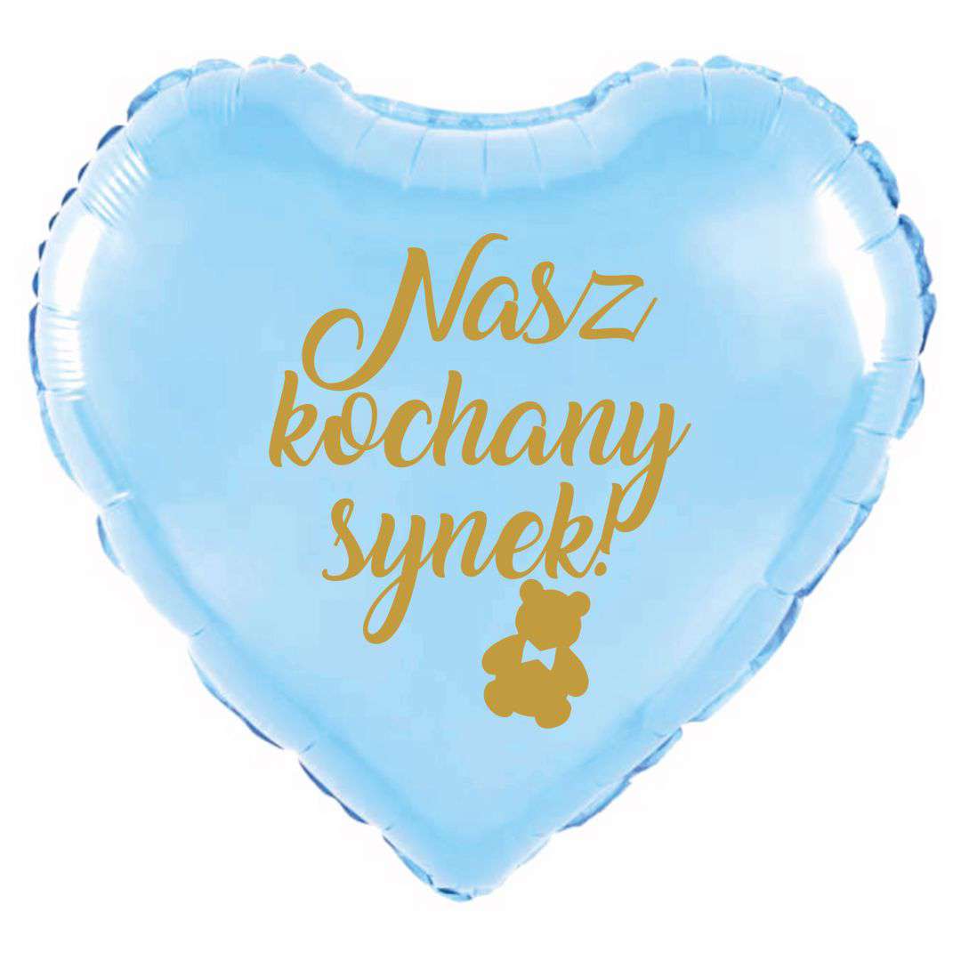 Balon foliowy "Nasz kochany synek-złoty", błękitny, 18", HRT