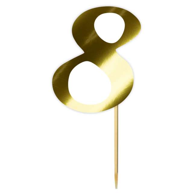 Topper papierowy "Liczba 8", złoty metalic, 18 cm