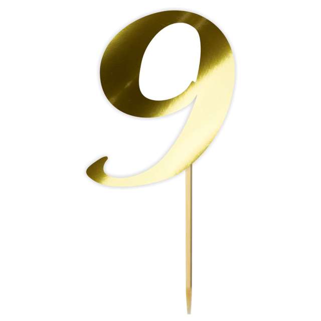 Topper papierowy "Liczba 9", złoty metalic, 18 cm
