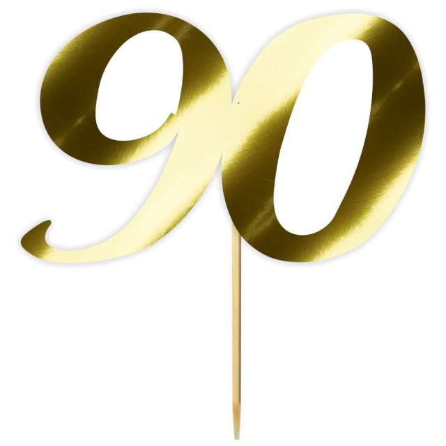 Topper papierowy "Liczba 90", złoty metalic, 18 cm