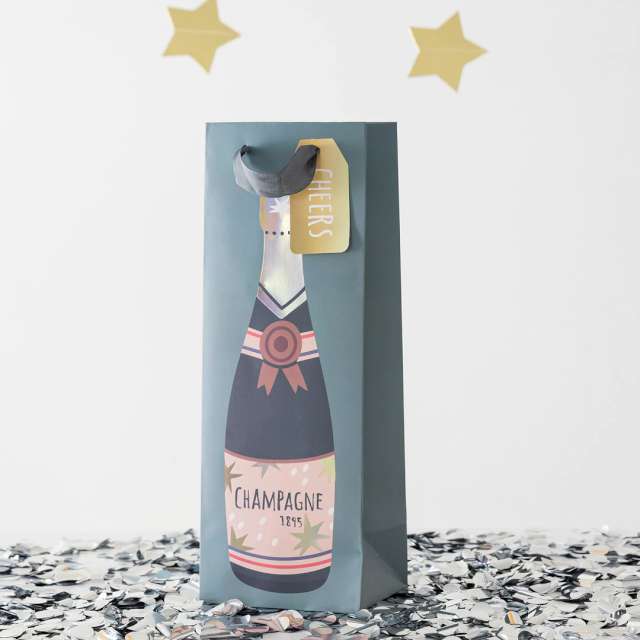 Torebka prezentowa Butelka Champagne - Cheers PartyPal 12x34x10 cm