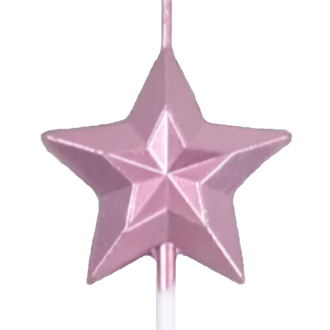 Świeczka na tort "Gwiazdka", różowo-złoty, Jix, 9,5 cm