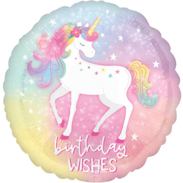 Balon foliowy Jednorożec - Unicorn Birthday Amscan 18 RND