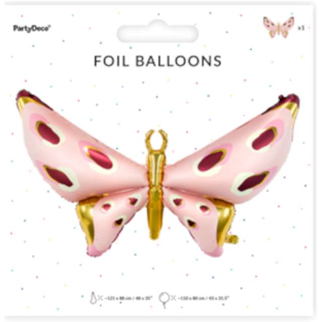 Balon foliowy Motyl różowo-złoty PartyDeco 47 SHP