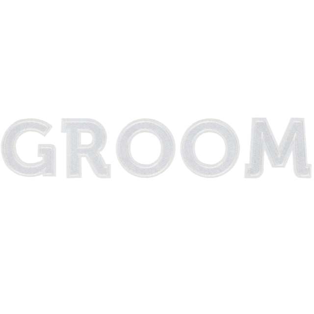 Naprasowanka GROOM biały PartyDeco 30x6cm