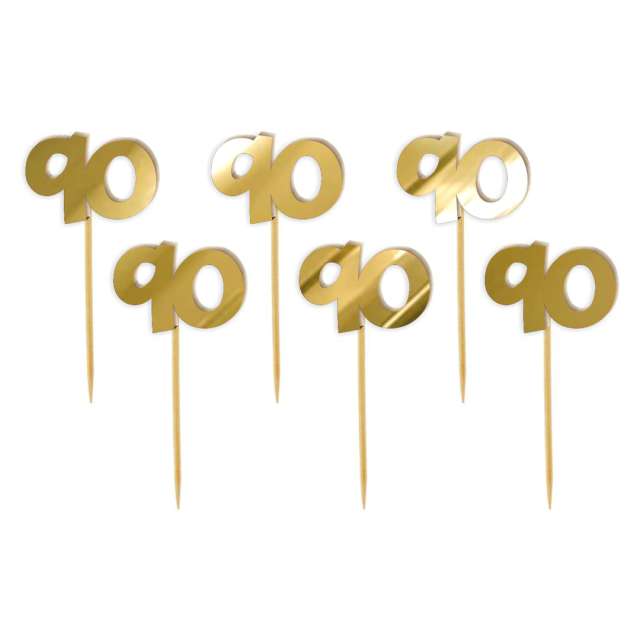 Pikery "Liczba 90", złoty lustrzany akryl, 6 szt