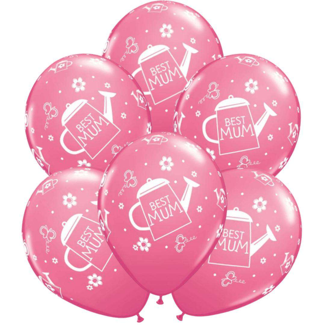 Balony "Best mum", różowe, Qualatex, 11", 6 szt.