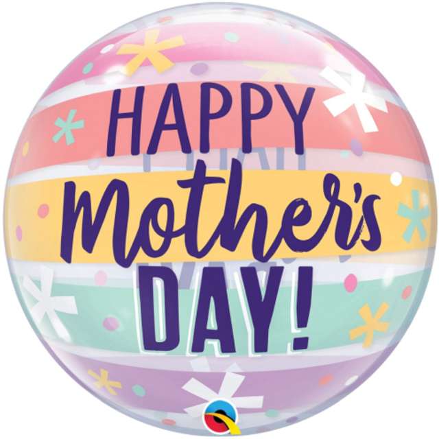 Balon foliowy "Happy Mothers Day", Qualatex Bubble, 22" ORB