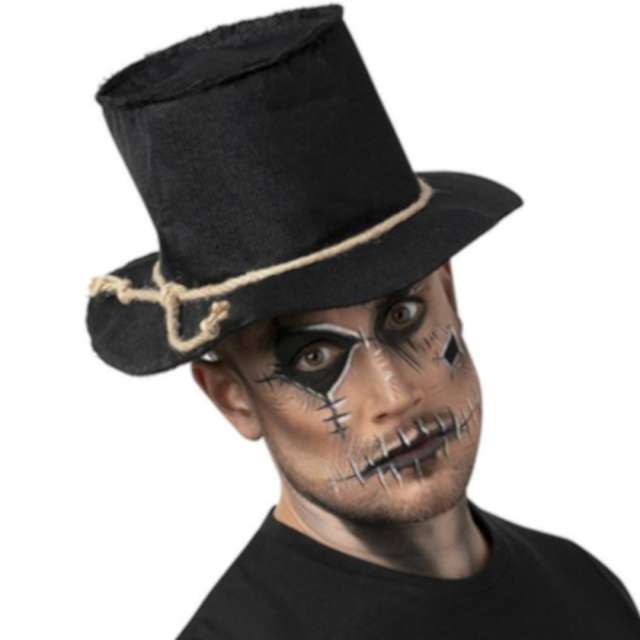 _xx_Burlap Scarecrow Top Hat Black