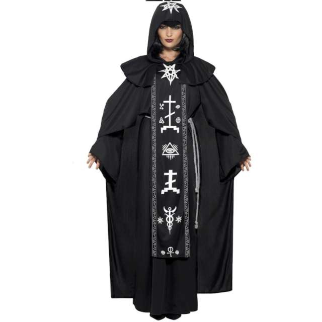 _xx_Dark Arts Ritual Costume Black with Hooded  Robe & Belt