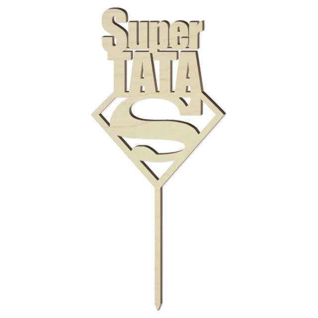 Topper drewniany "Super Tata", 9,5x22 cm