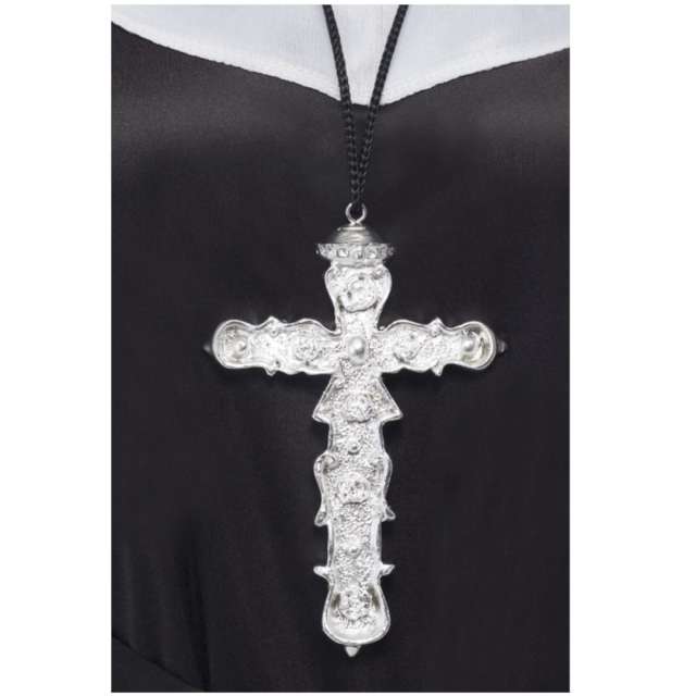 _xx_Ornate Cross Pendant Silver on Black Cord