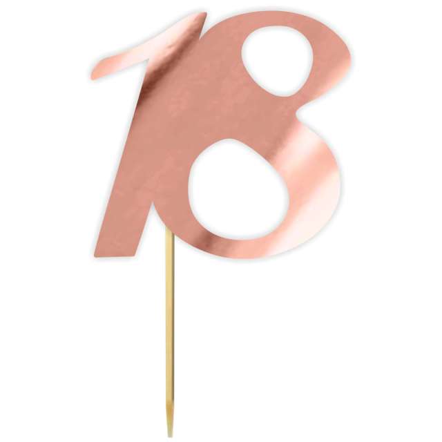 Topper papierowy "Liczba 18", rose gold metalic, 18 cm