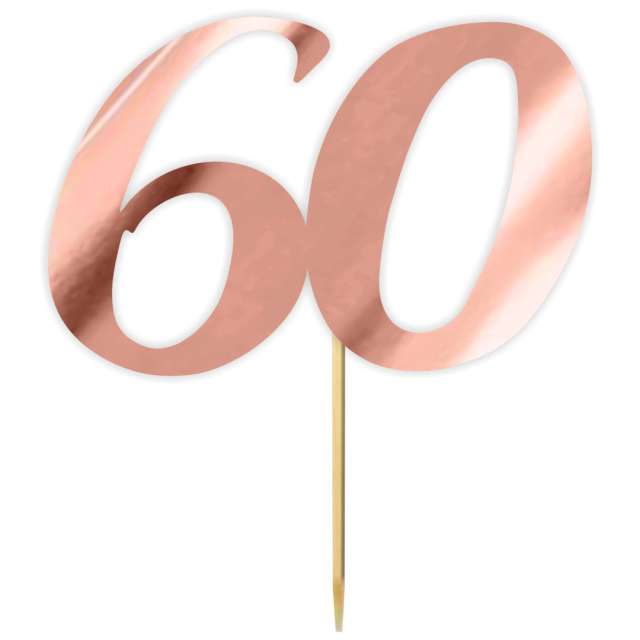 Topper papierowy "Liczba 60", rose gold metalic, 18 cm