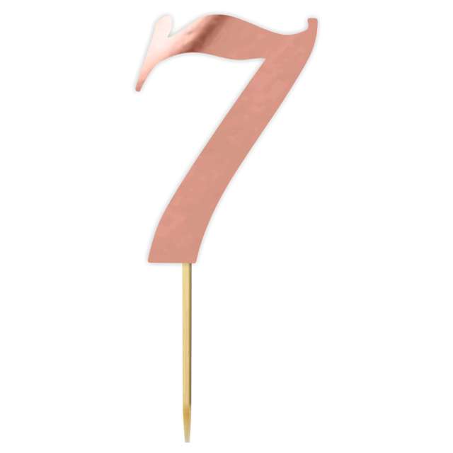 Topper papierowy "Liczba 7", rose gold metalic, 18 cm