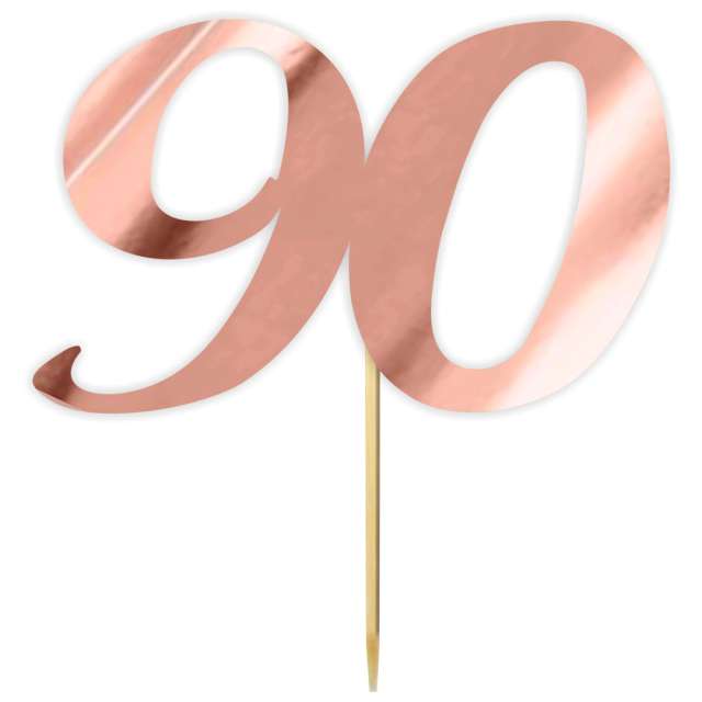 Topper papierowy "Liczba 90", rose gold metalic, 18 cm