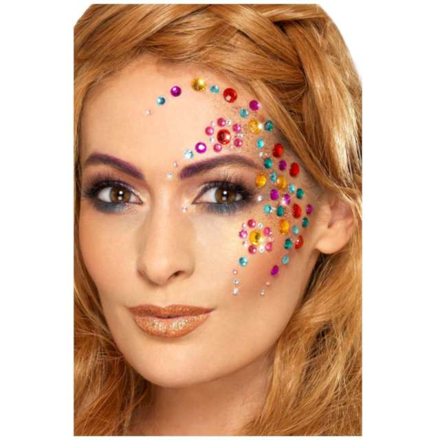 _xx_Smiffys Make-Up FX Rainbow Jewel Face Gems  Multi-Coloured Sheet of 100 Assorted Self Adhesi