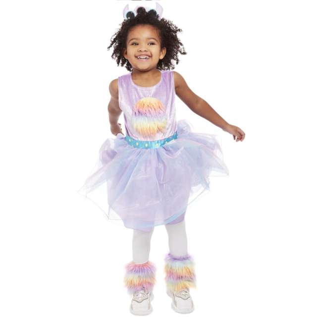 _xx_Toddler Cute Monster Costume Purple Dress Leg Warmers & Headband  T2