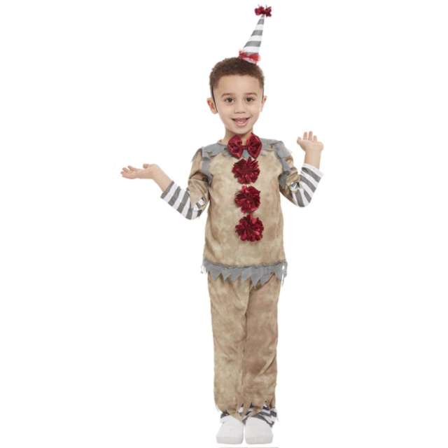 _xx_Toddler Vintage Clown Costume Grey Top Trousers & Headband with Hat  T1