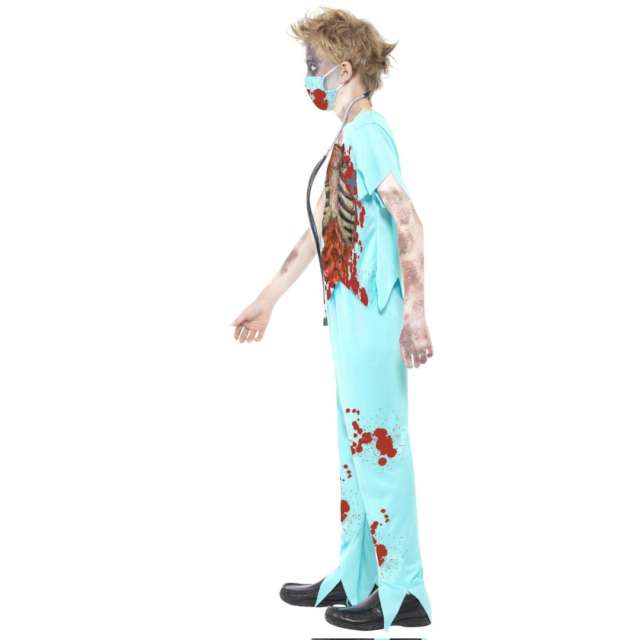 _xx_Zombie Surgeon Costume Blue with Bloodied Trousers Top Mask & Stethoscope T