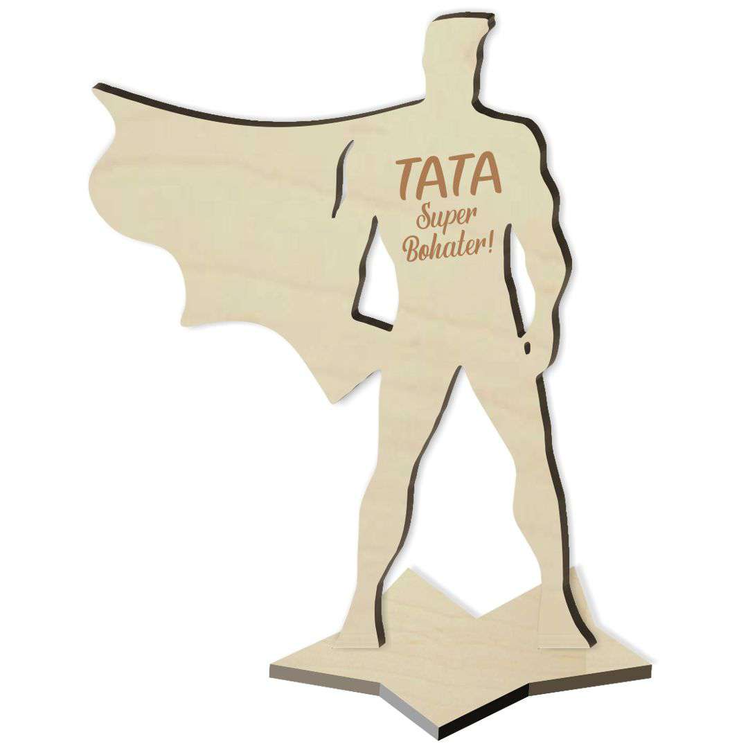 Dekoracja drewniana "Tata super bohater", 12,5 cm