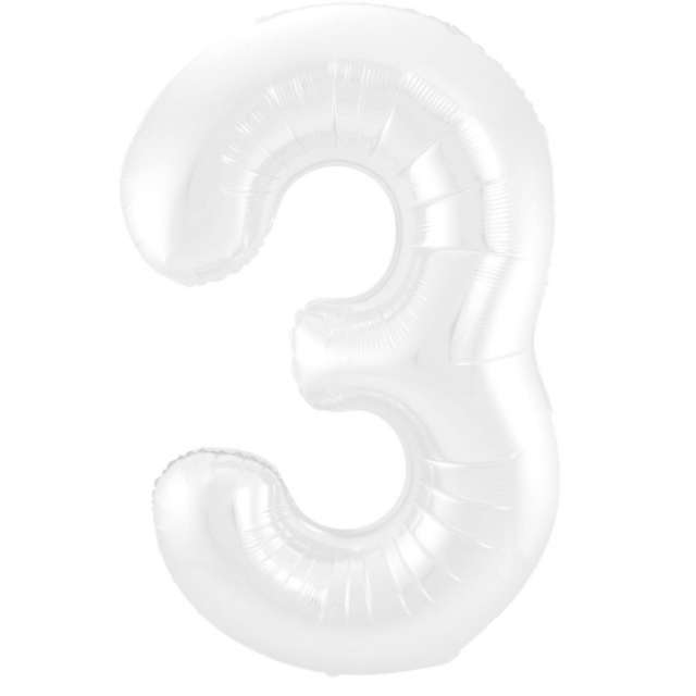 Balon foliowy "Cyfra 3", biały, Jix, 40", SHP