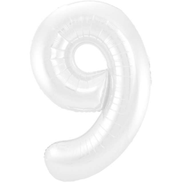 Balon foliowy "Cyfra 9", biały, Jix, 40", SHP
