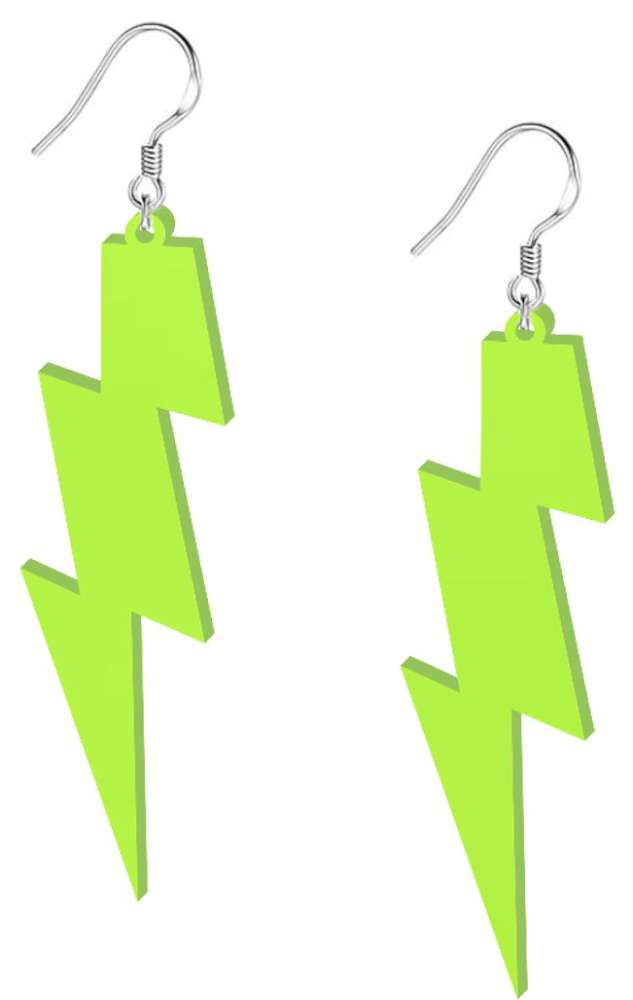 Kolczyki Błyskawice Neonowe zielone 20x70 mm