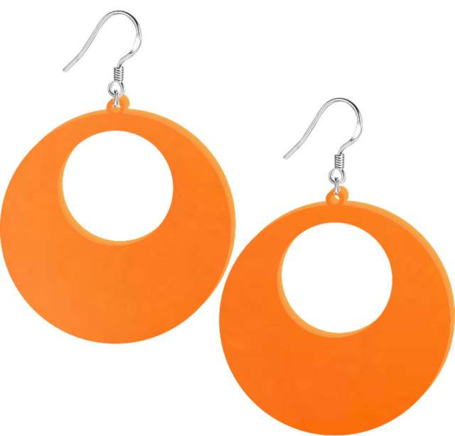 Kolczyki "Kółka Classic", pomarańczowe, 50x50 mm