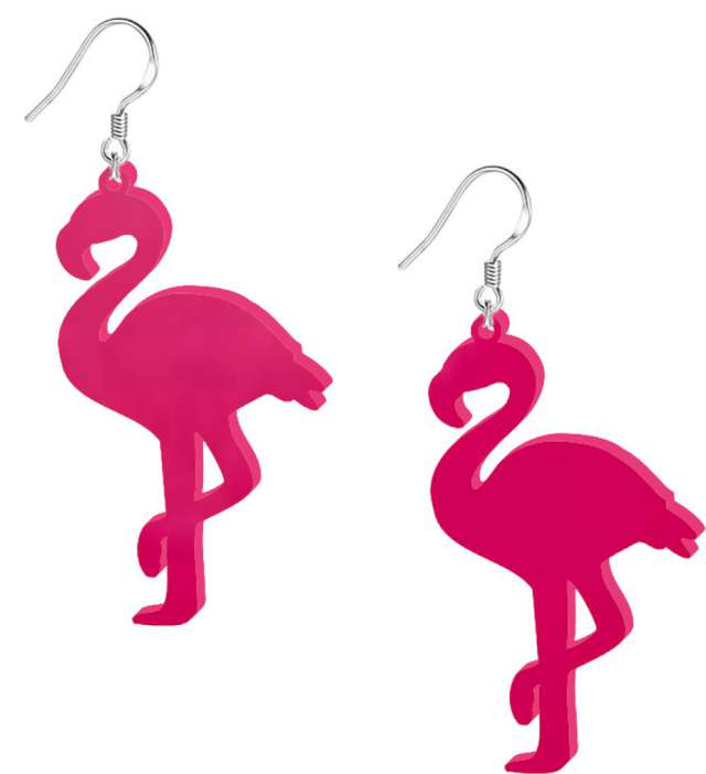 Kolczyki "Flamingi Classic", różowe, 35X60 mm