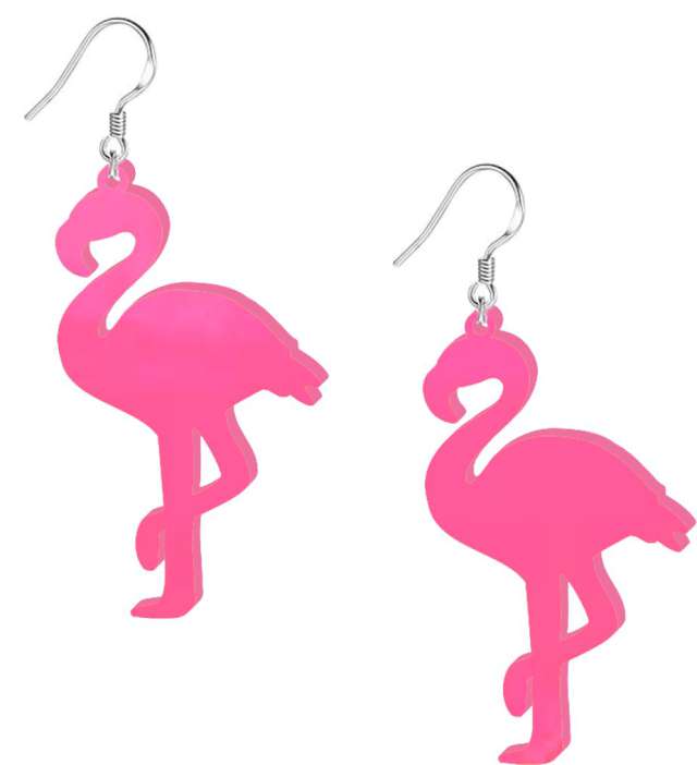Kolczyki Flamingi Neonowe różowe 35X60 mm