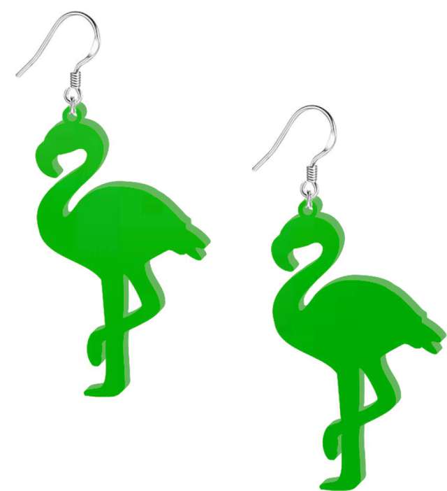 Kolczyki "Flamingi Classic", zielone, 35X60 mm