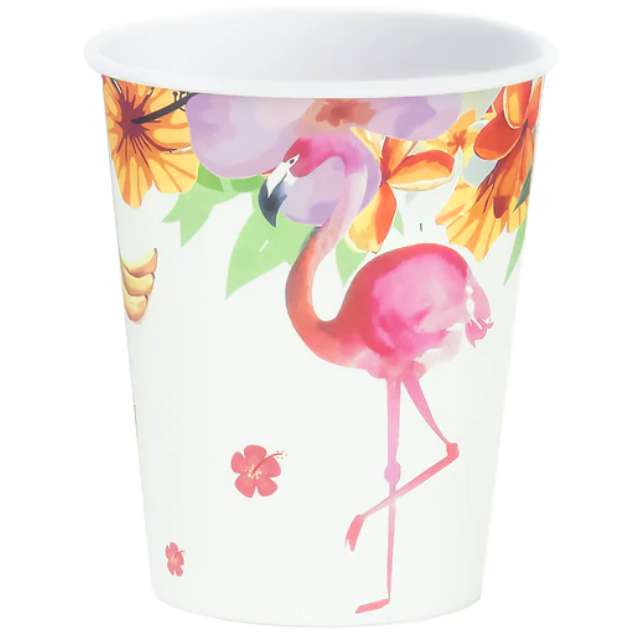 Kubeczki papierowe "Flamingi Hawajskie", PartyPal, 220 ml, 6 szt