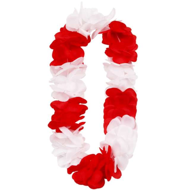 Naszyjnik hawajski "Classic", biało-czerwony, Godan, 120 cm